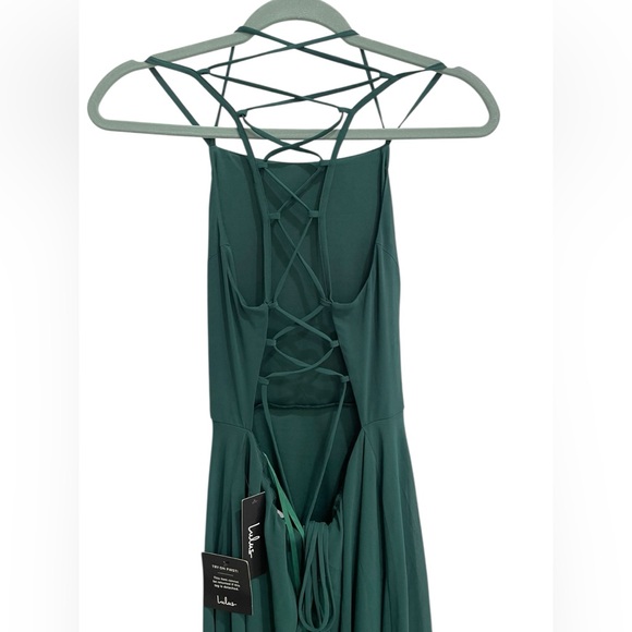 Lulus Strappy To Be Here Forest Green Lace-Up Maxi Dress Size L - Picture 6 of 16